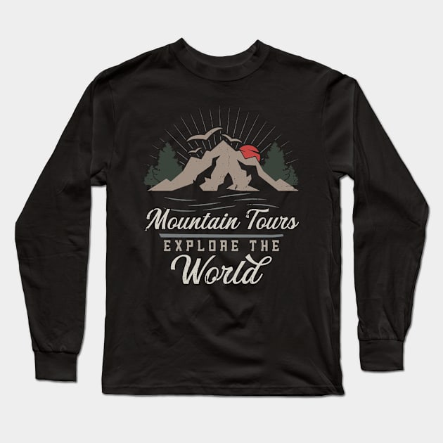 Mountain Tours Explore the World Long Sleeve T-Shirt by Peter smith